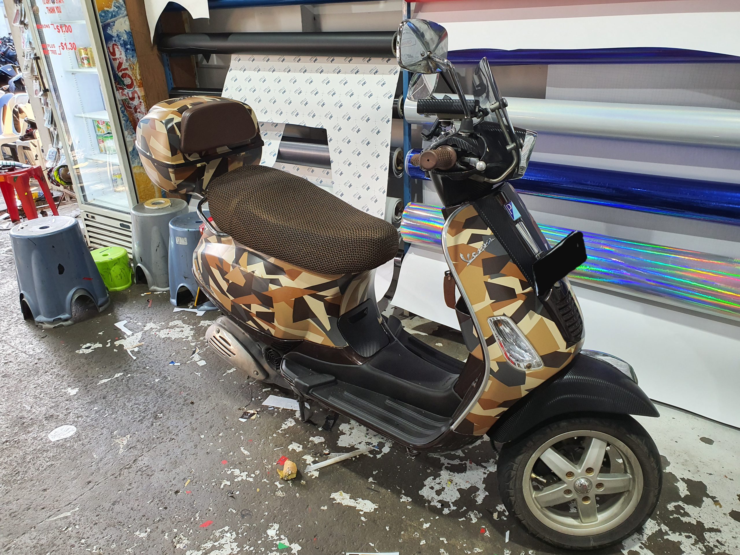 Vespa Wrapped Brown Camouflage Decals