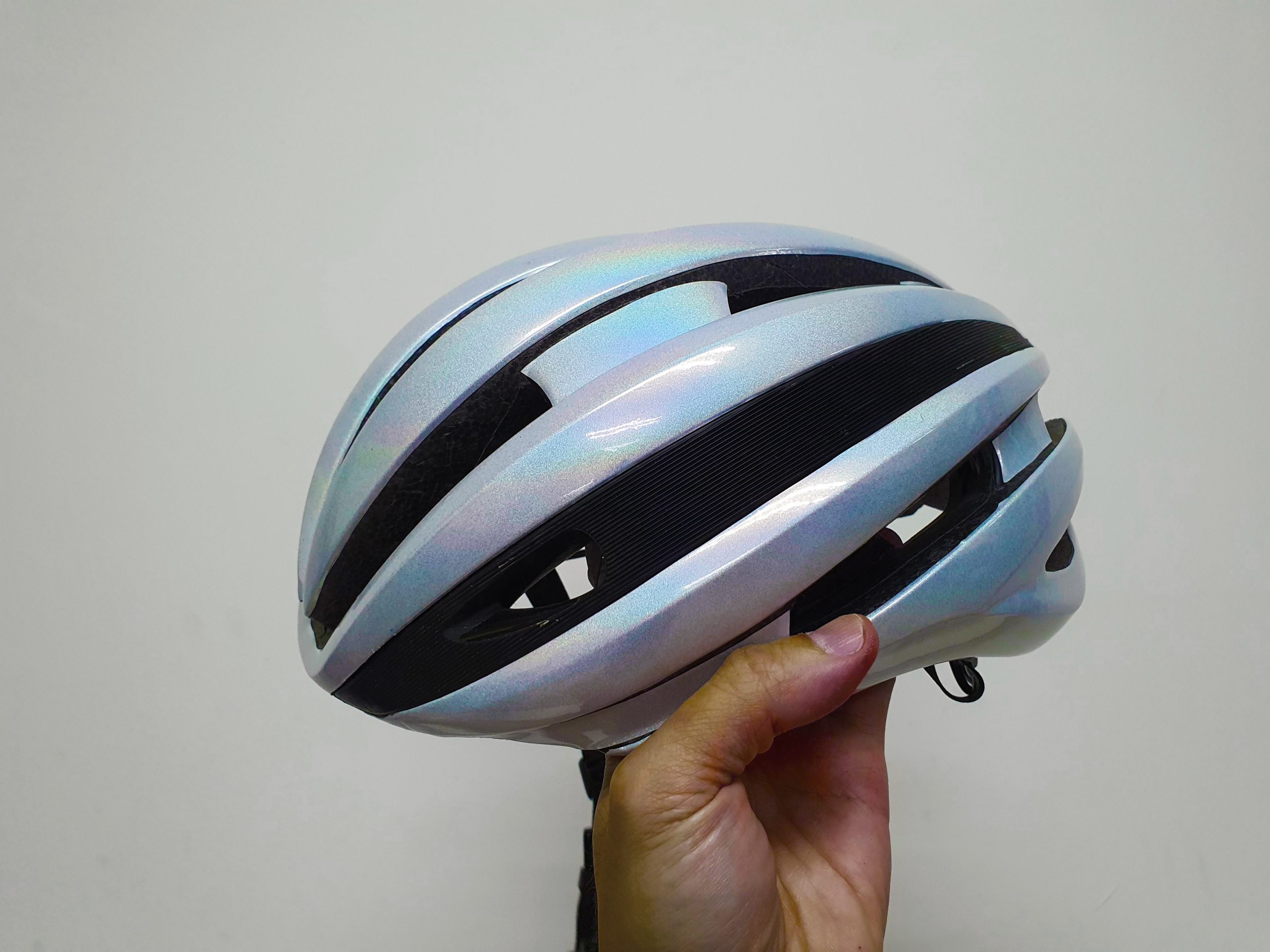 MET Bicycle Helmet Wrapped with Holographic White